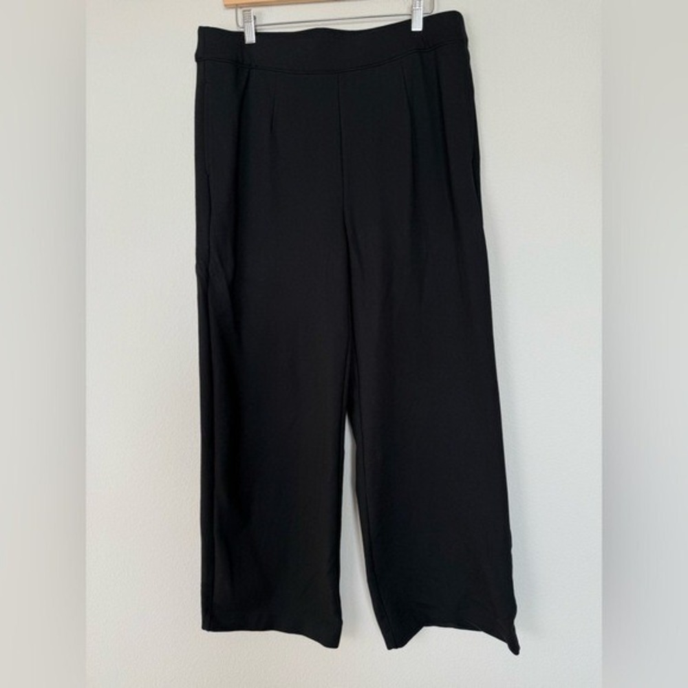 Soft Surroundings Soft Essential Ponte Wide Leg Pants Womens Large Black Classic - Picture 3 of 7